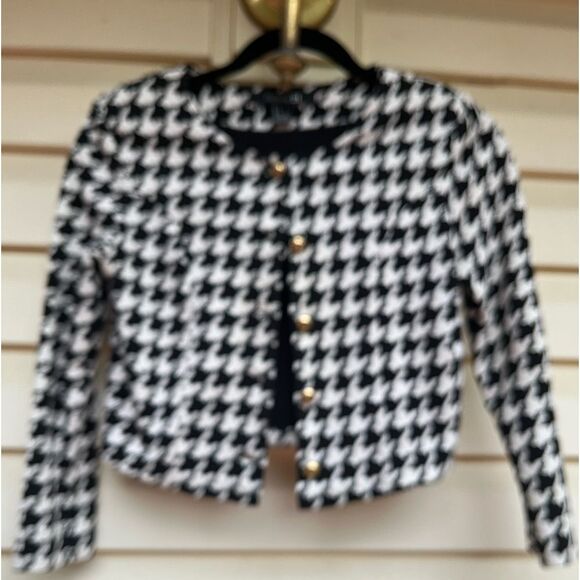 Forever 21 black and white checkered pattern, cropped jacket, no collar, S - Picture 2 of 7